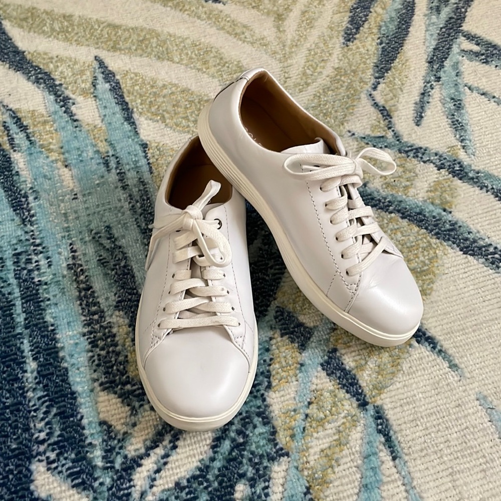 Cole Hahn GrandOS White Leather Tennis Shoes